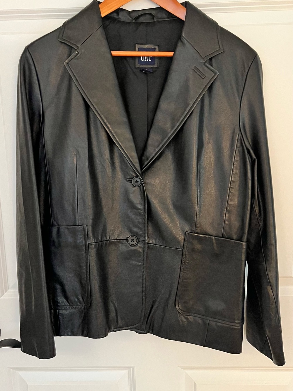 GAP Black Leather Blazer Jacket